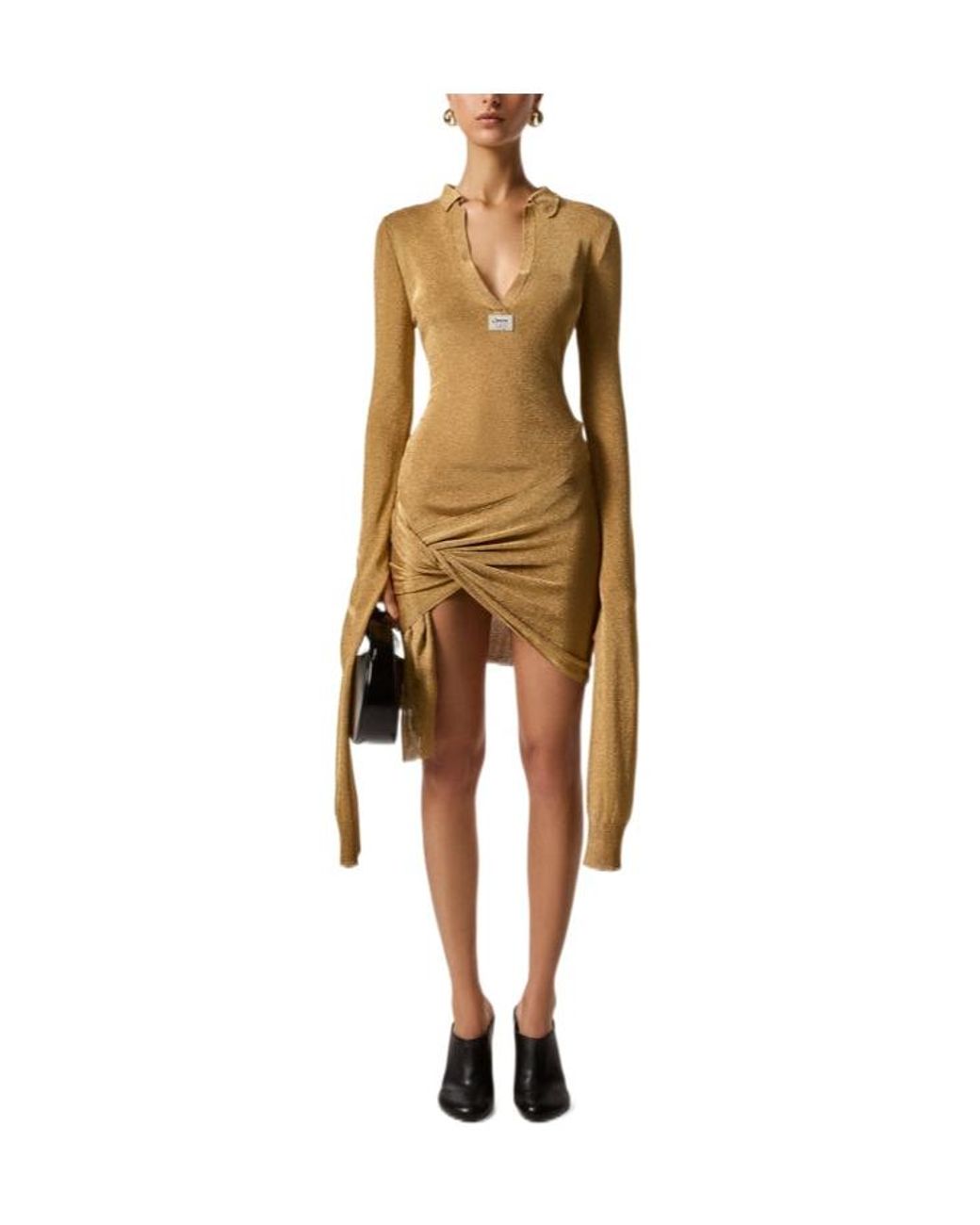 Coperni Natural Knotted Sleeved Dress