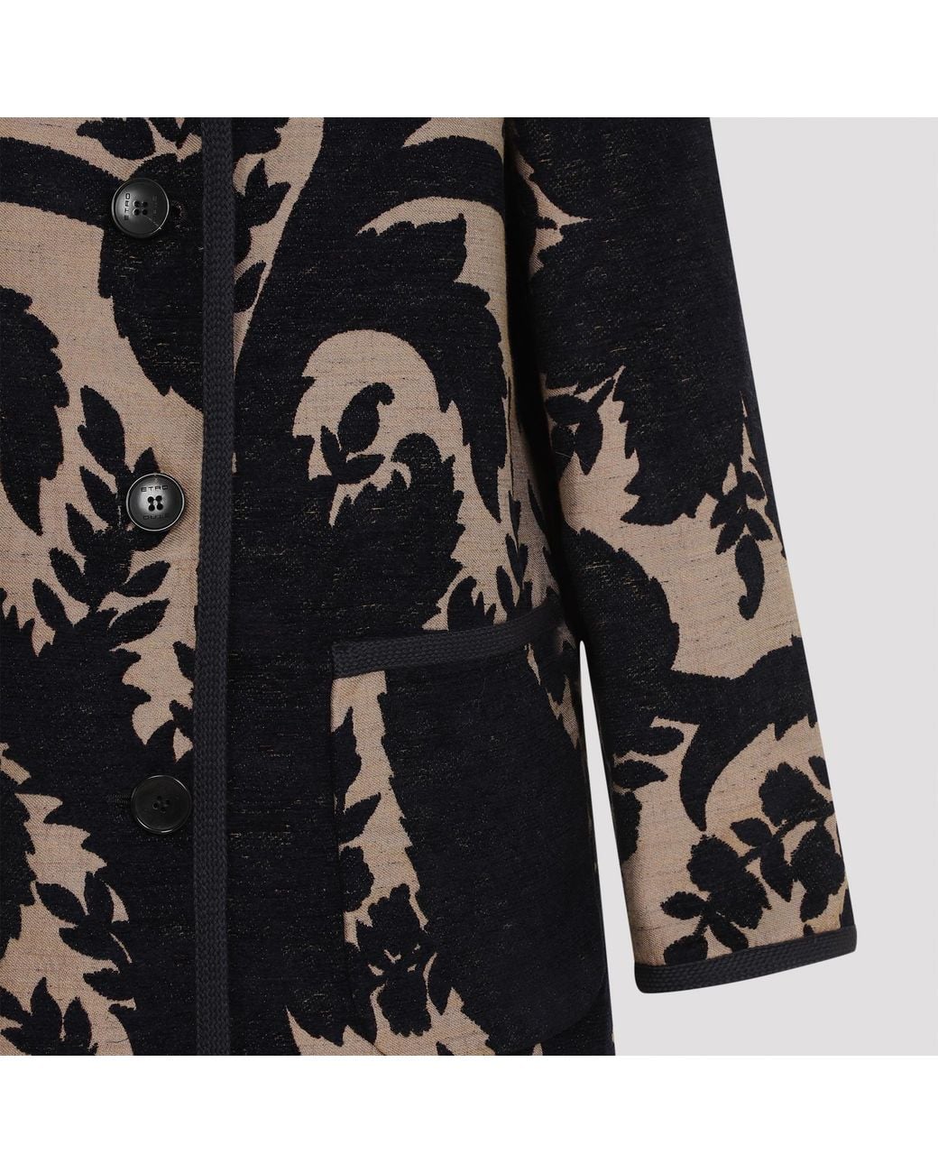 Etro Black Reversible Chenille Jacquard Coat