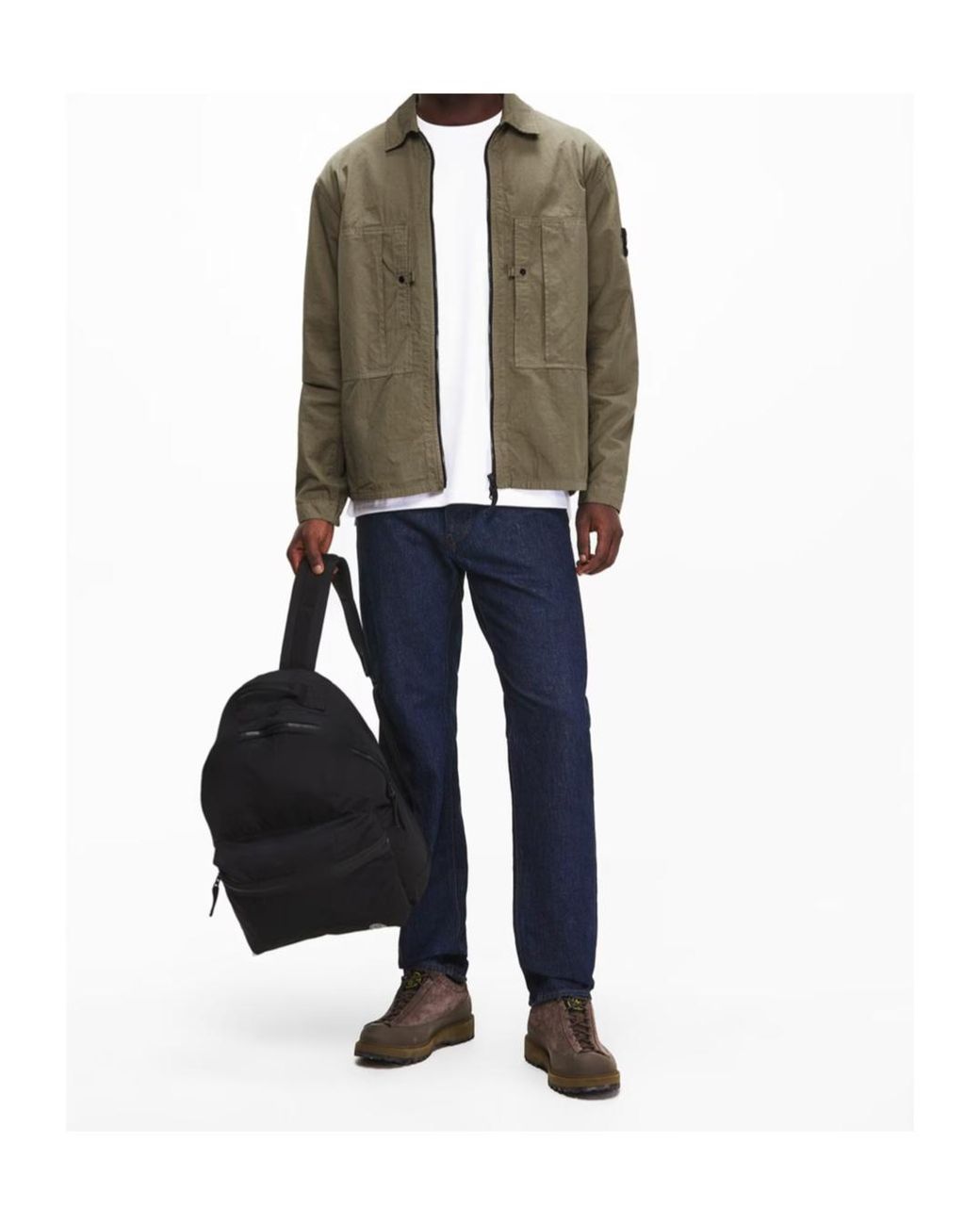 Stone Island Green Logo Zip Jacket for men