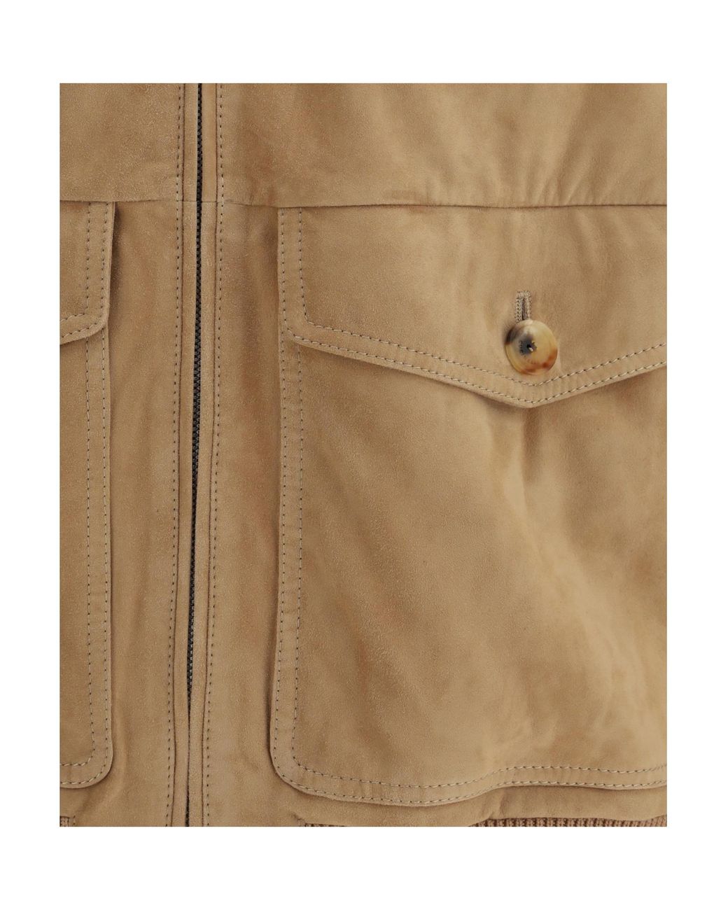 Brunello Cucinelli Natural Suede Padded Gilet for men