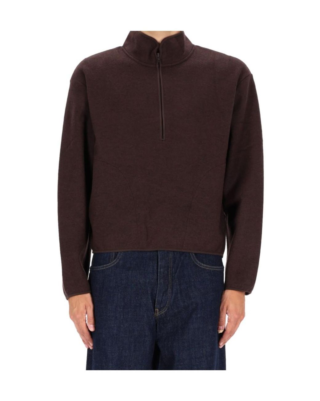 sunflower Brown Half-Zipped Long Sleeved Sweater for men