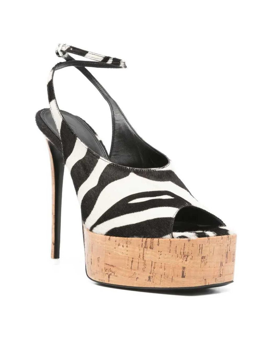 The Attico Metallic Ornella Zebra-Print Platform Sandals