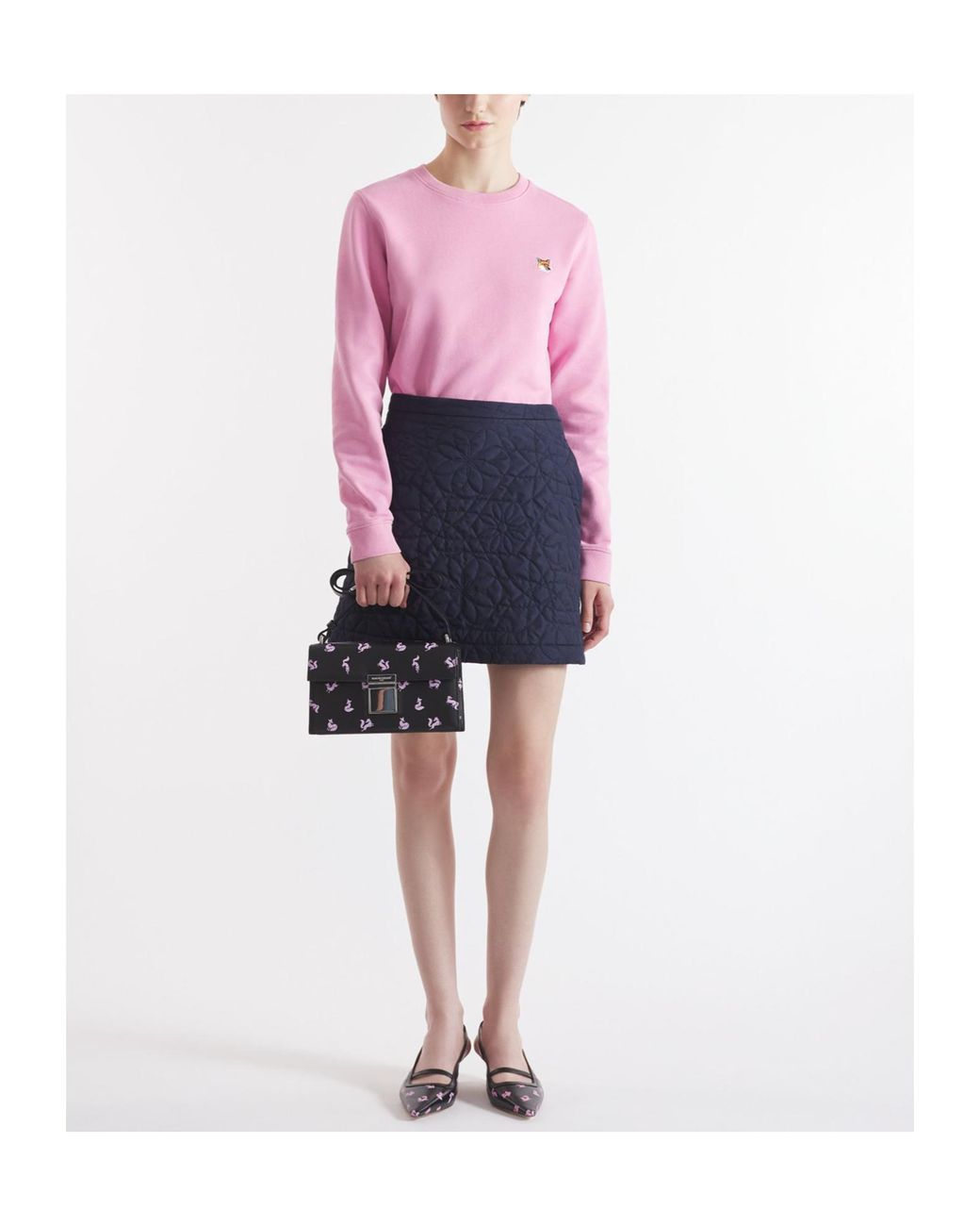 Maison Kitsuné Pink Maison Kitsuné Fox Head Patch Crewneck Sweatshirt