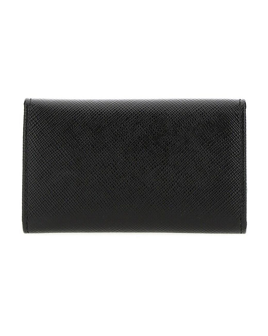 Prada Black Logo Key Ring Case