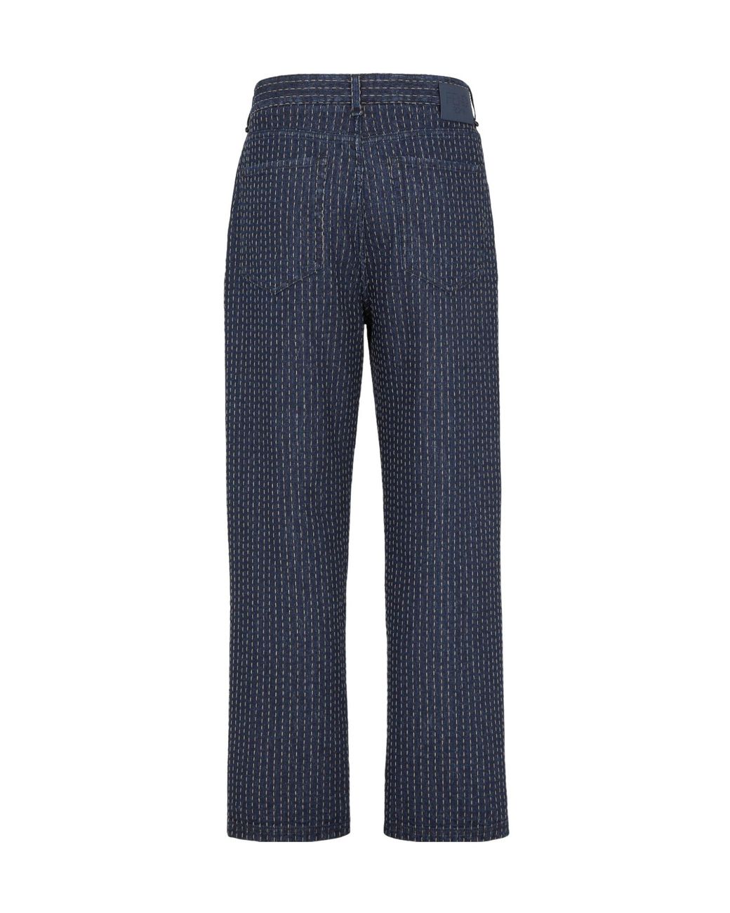 Fendi Blue Straight-Leg Topstitched Long Jeans for men