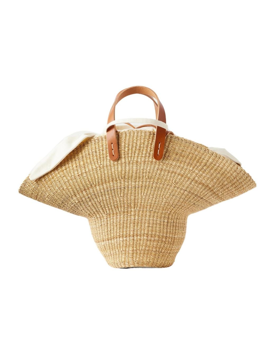 Muuñ Natural Signora Leather-Trimmed Raffia Tote