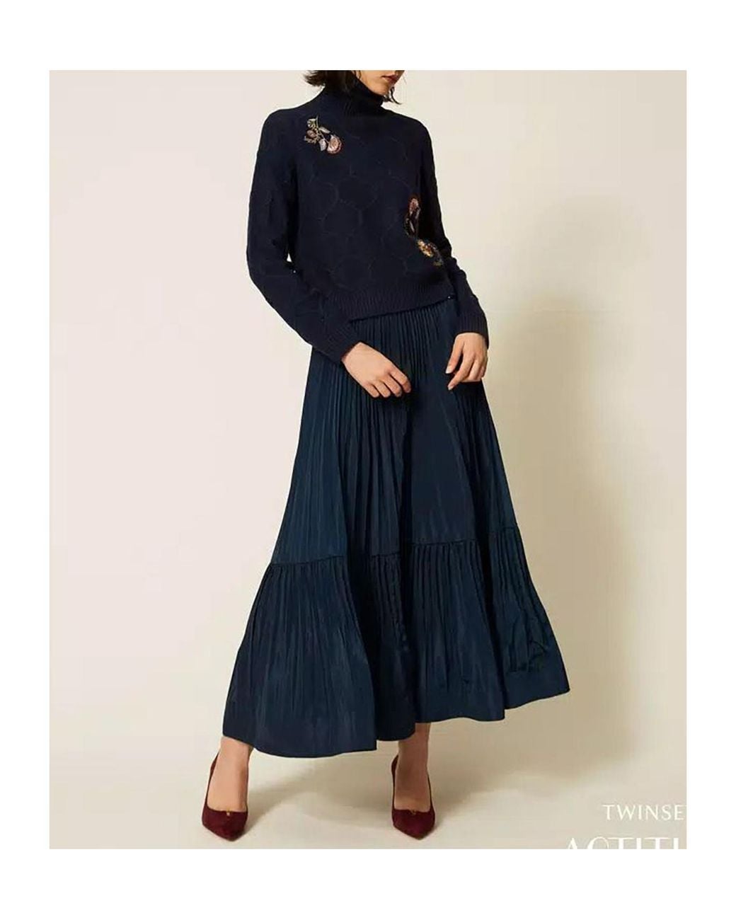 Twinset Blue Pleated Skirt