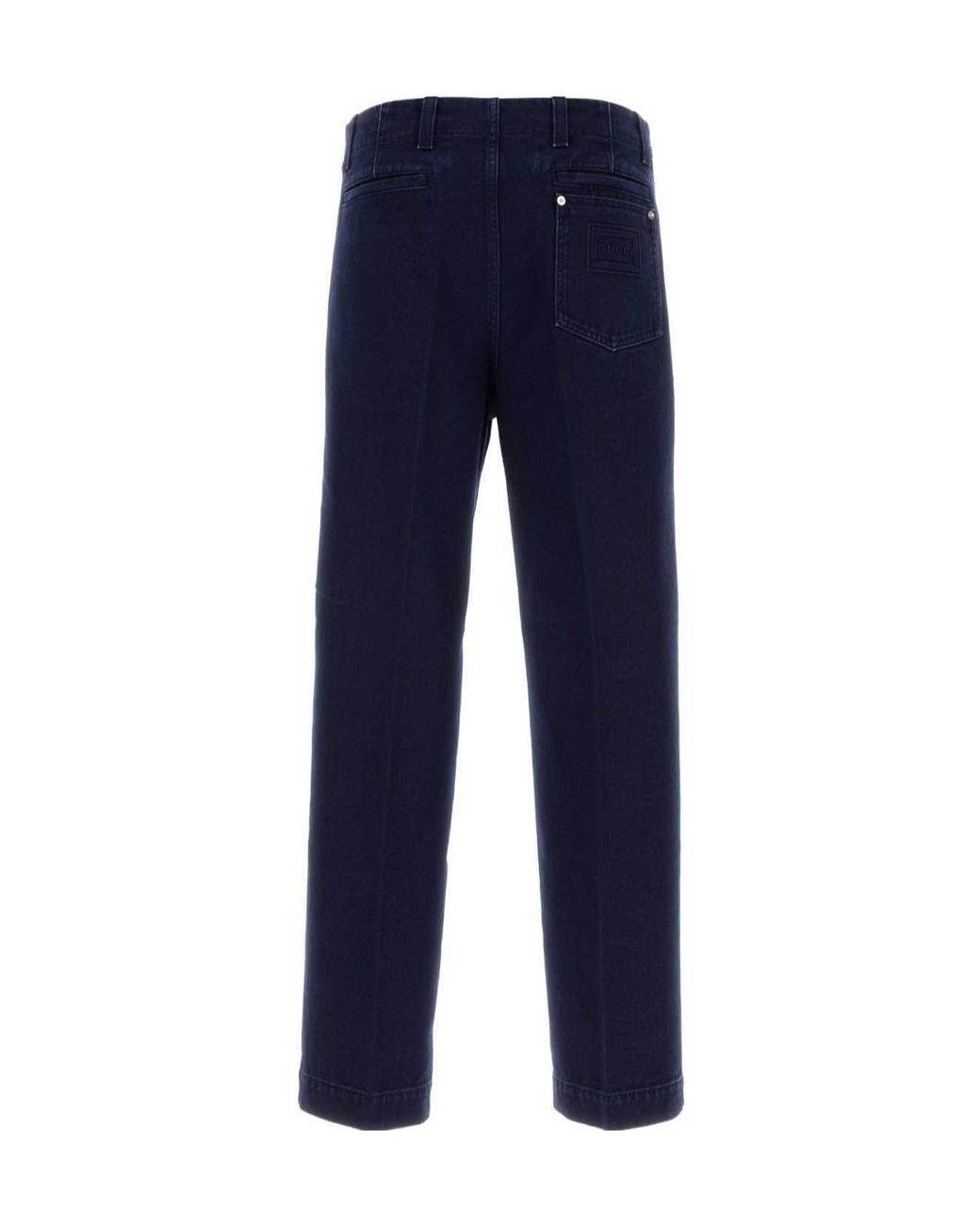 Gucci Blue Embossed Label Washed Denim Pants for men