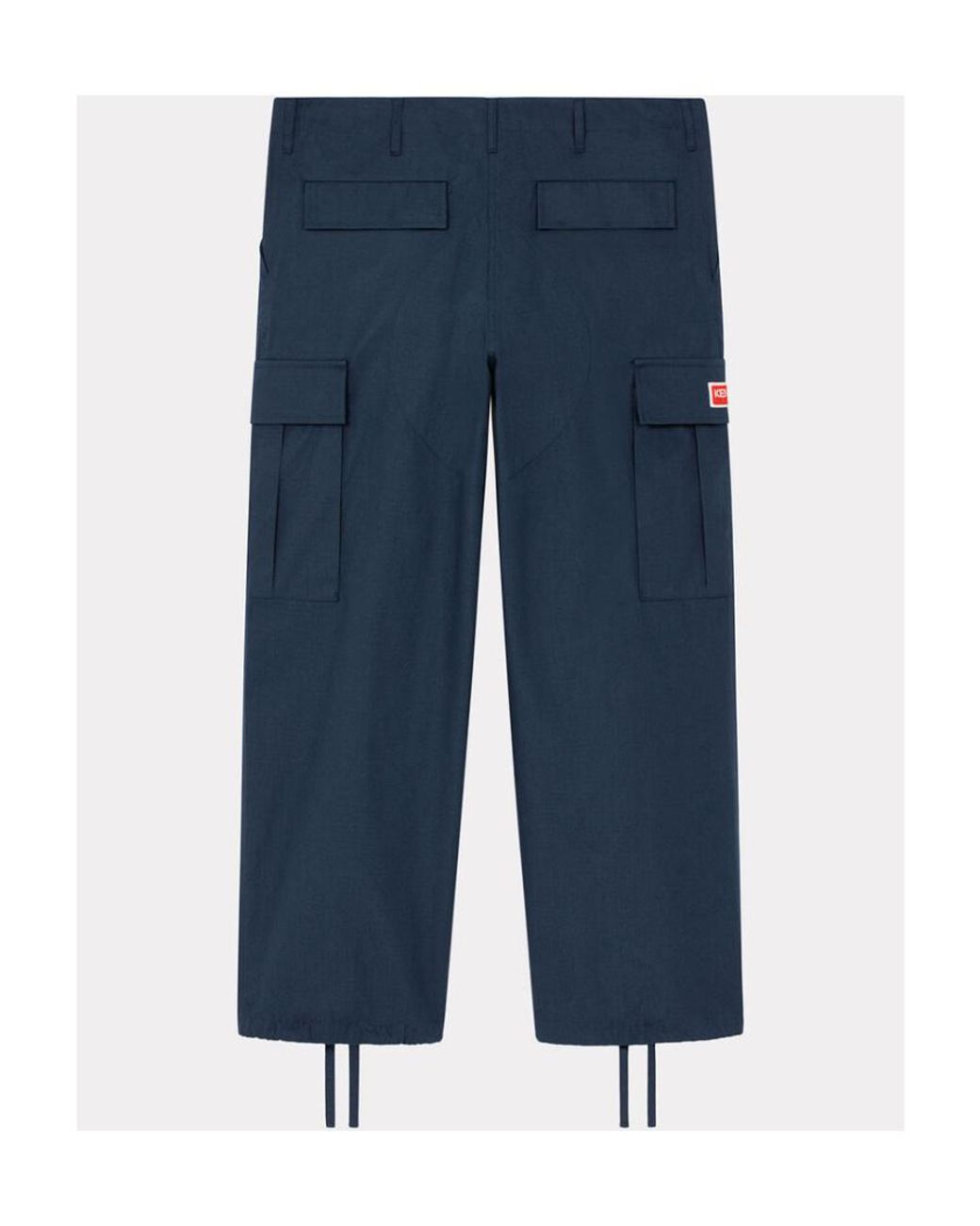 KENZO Blue Mid-Rise Straight-Leg Cargo Trousers for men
