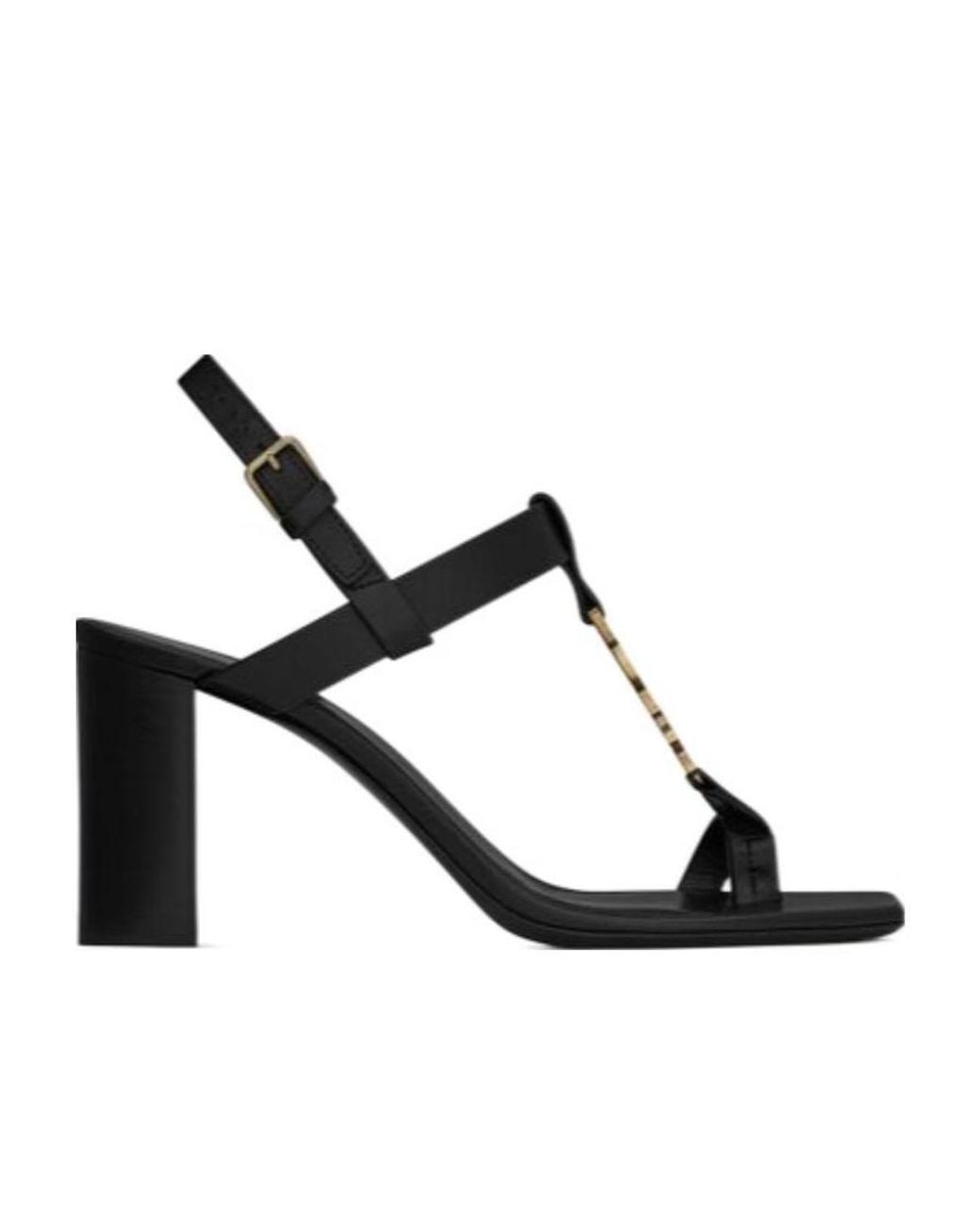 Saint Laurent Black Cassandra Monogram Sandals