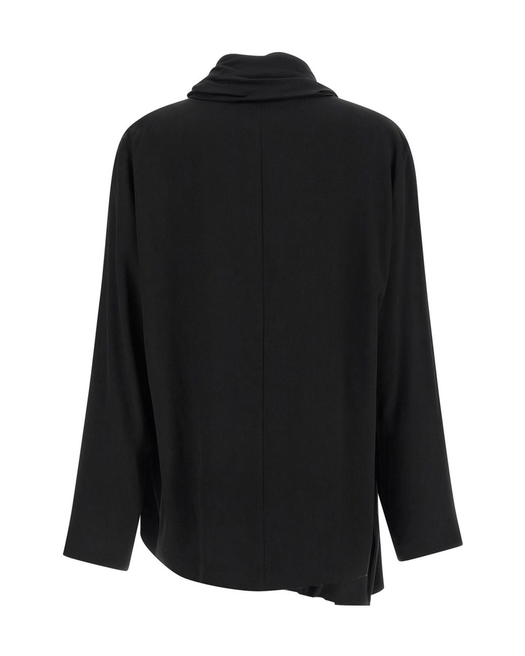 Nude Black Draped-Panel Asymmetrical Blouse