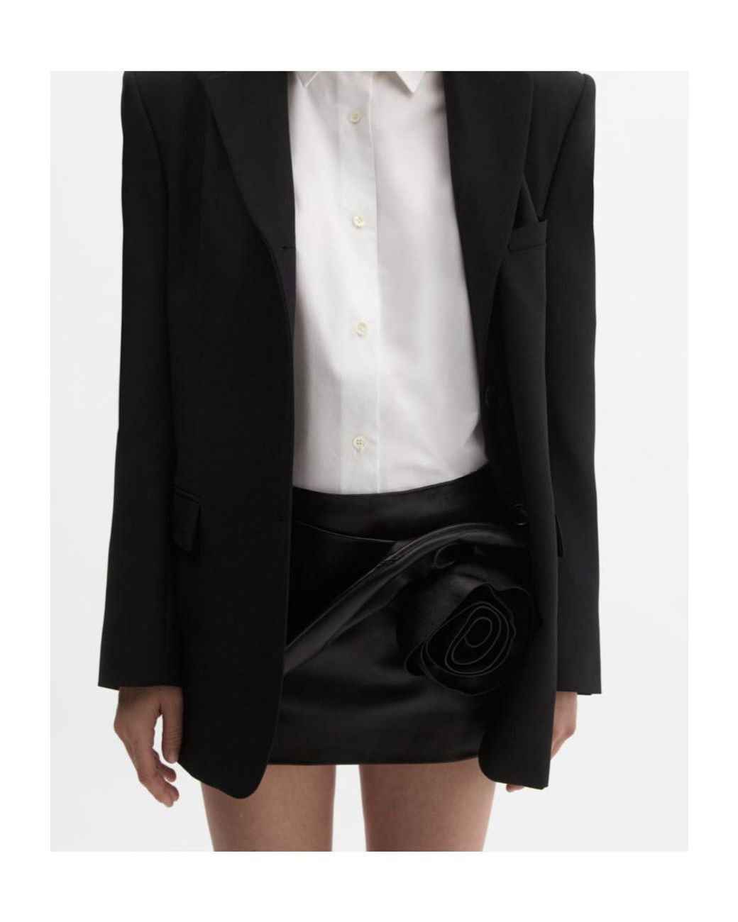 Magda Butrym Black Draped Rose Mini Skirt