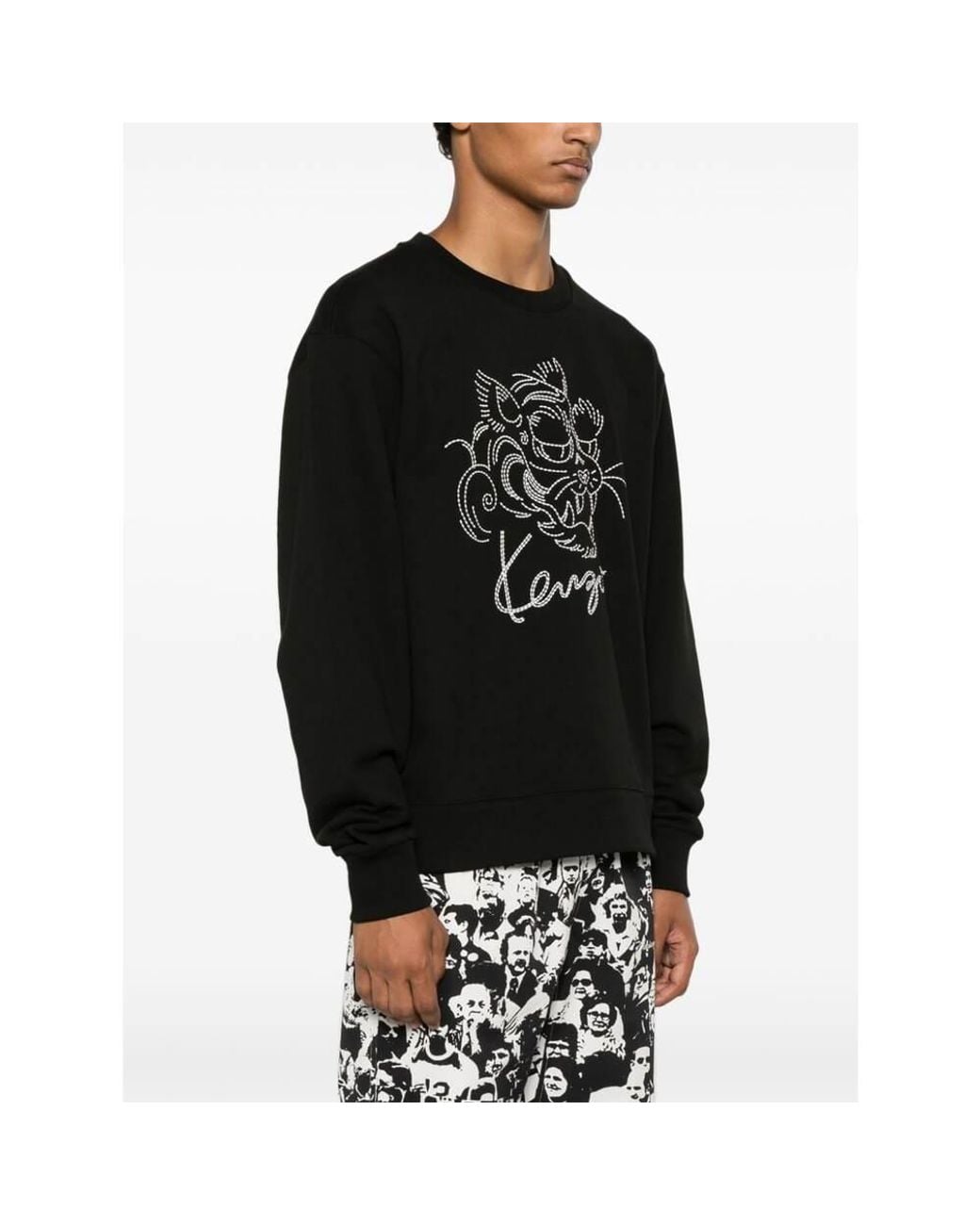 KENZO Black Star Tiger Embroidered Sweatshirt for men