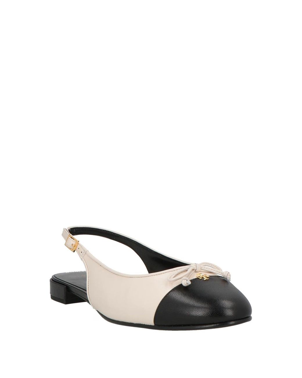 Tory Burch White Two-Tone Leather Ballet Flats