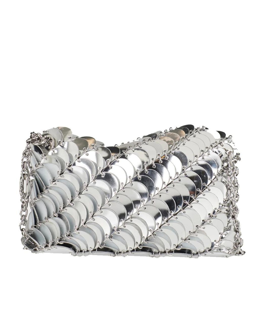 Rabanne Gray Sparkle Baguette Bag