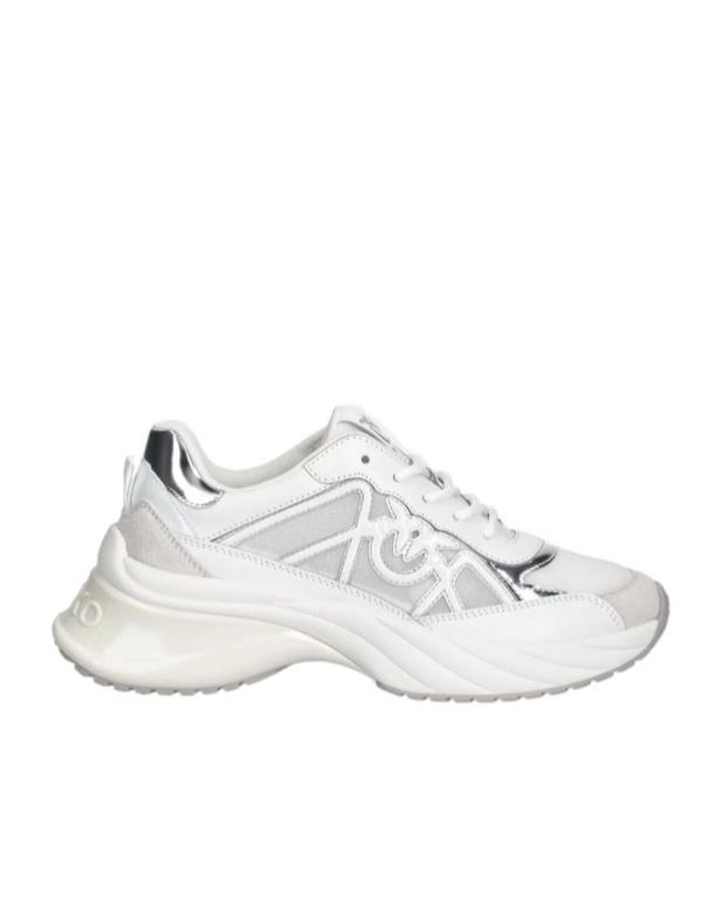 Pinko White Logo Detailed Lace-Up Sneakers