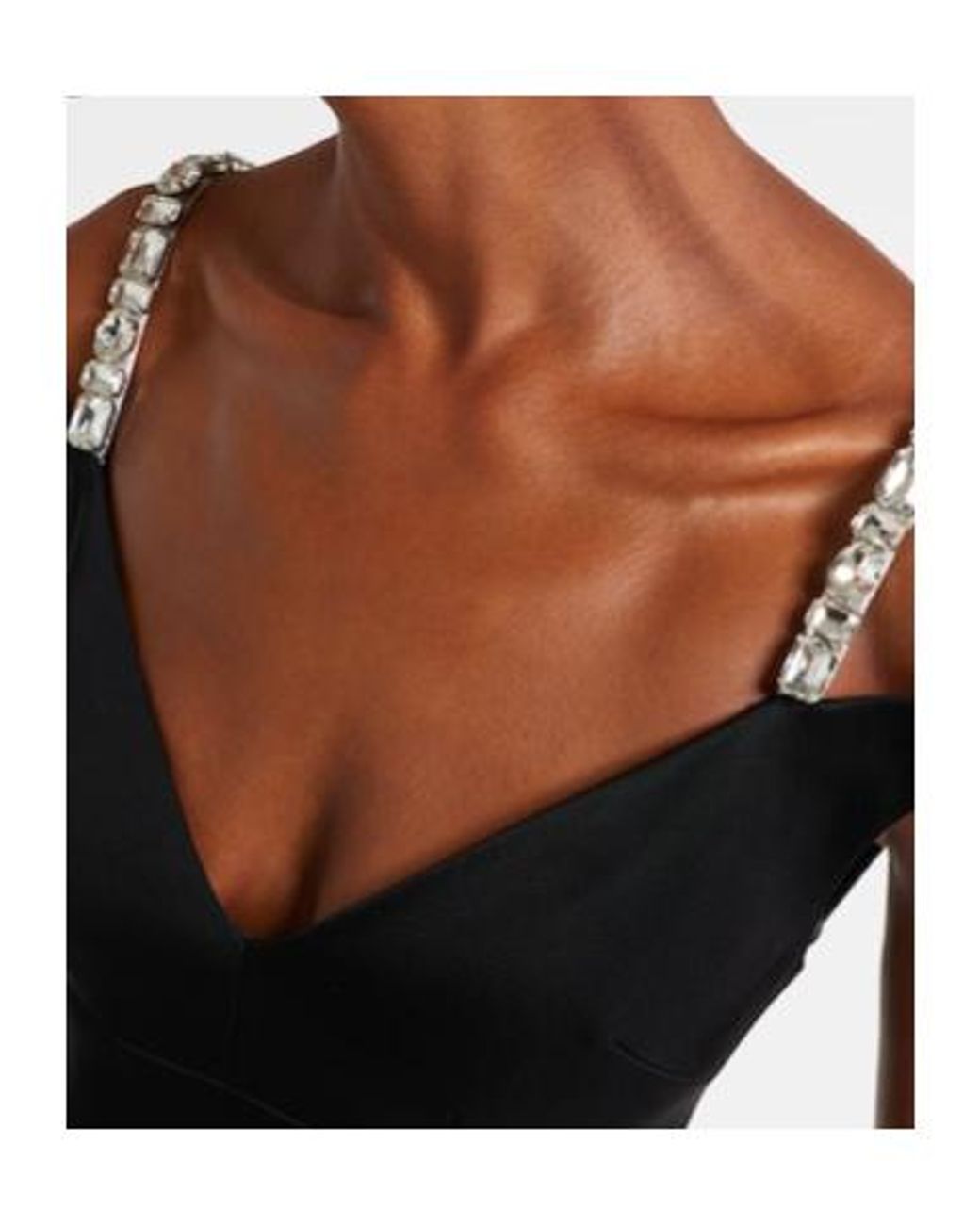 David Koma Black Crystal-Embellished Satin Midi Dress