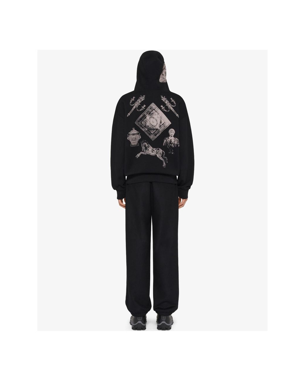 Givenchy Black Hubert Object Printed Zipped Hoodie for men