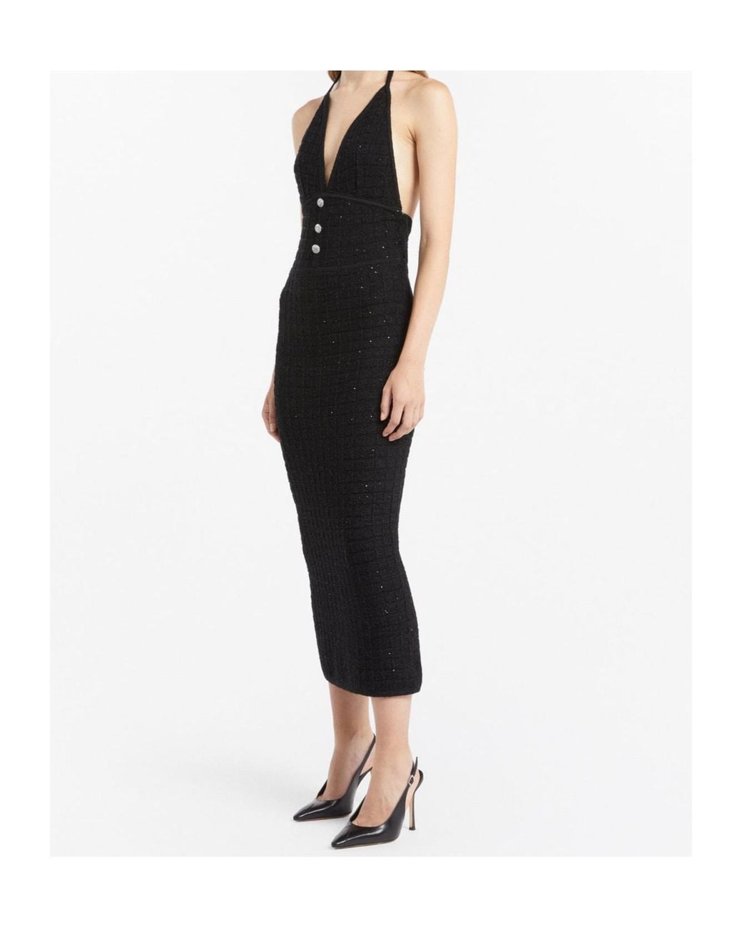 Alessandra Rich Blue Sequin Knit Midi Dress