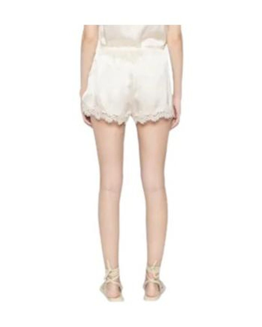 Doen White Iona Lace-Trim Mini Shorts