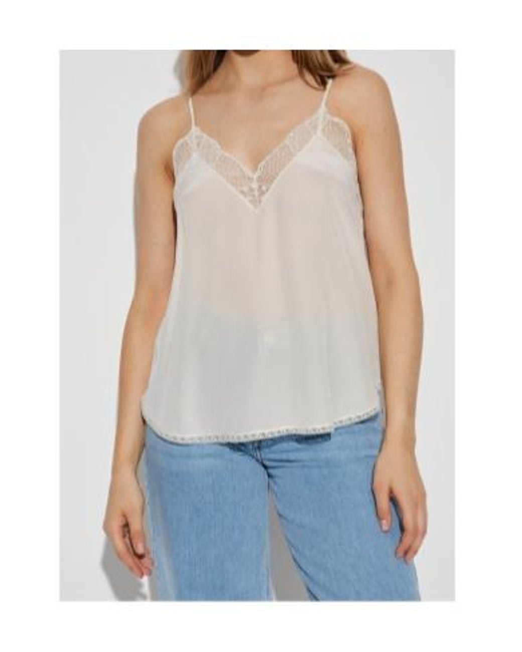 Zadig & Voltaire Natural Christy V-Neck Lace Top