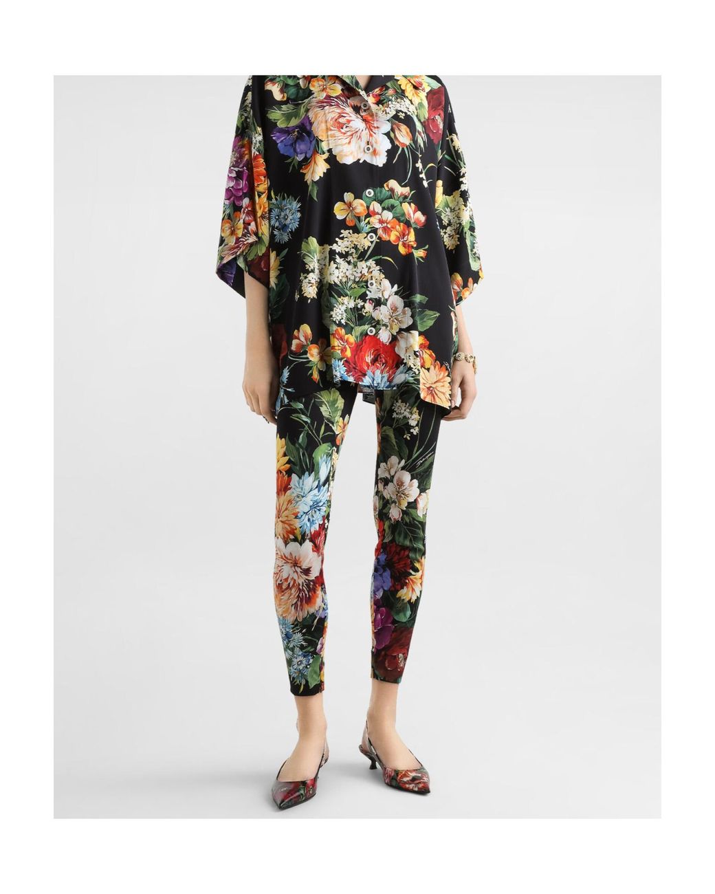 Dolce & Gabbana Red Floral-Print Leggings