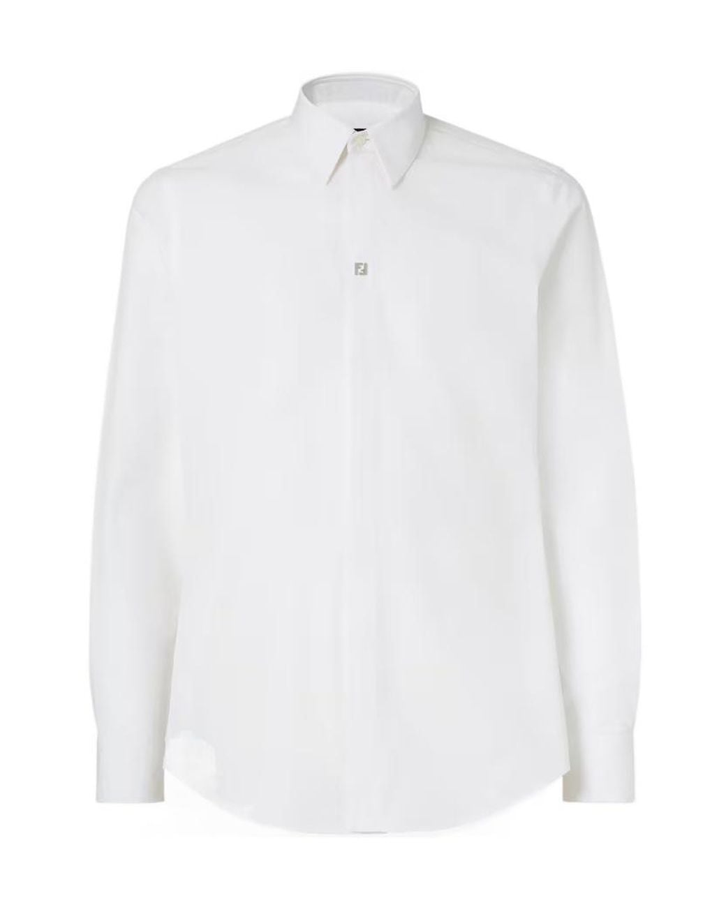 Fendi White Long Sleeved Regular-Fit Shirt for men