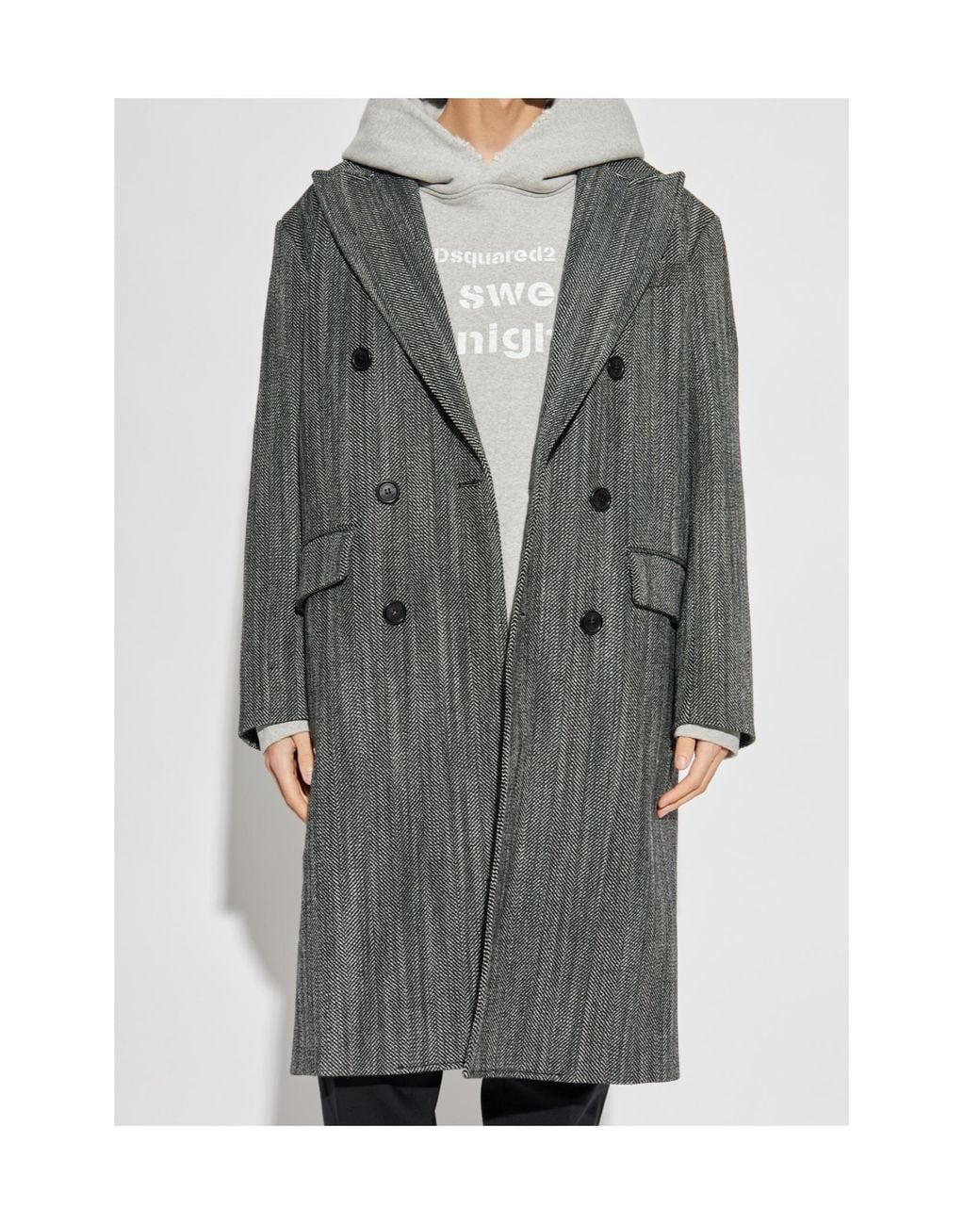 DSquared² Gray Double Breasted Coat for men