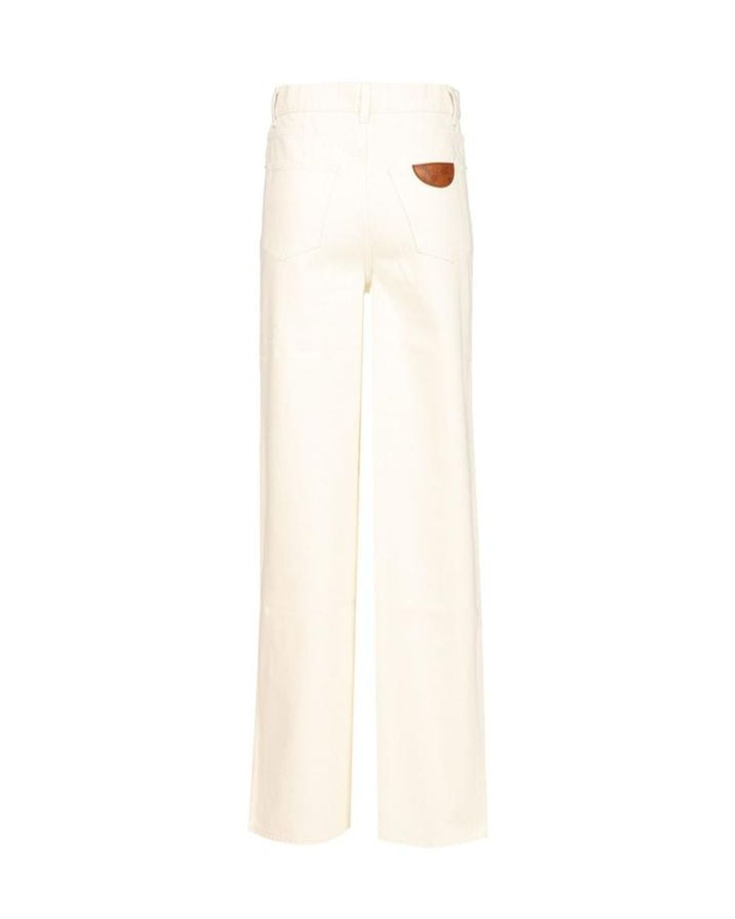 Chloé White Chloé Logo Patch Wide-Leg Jeans