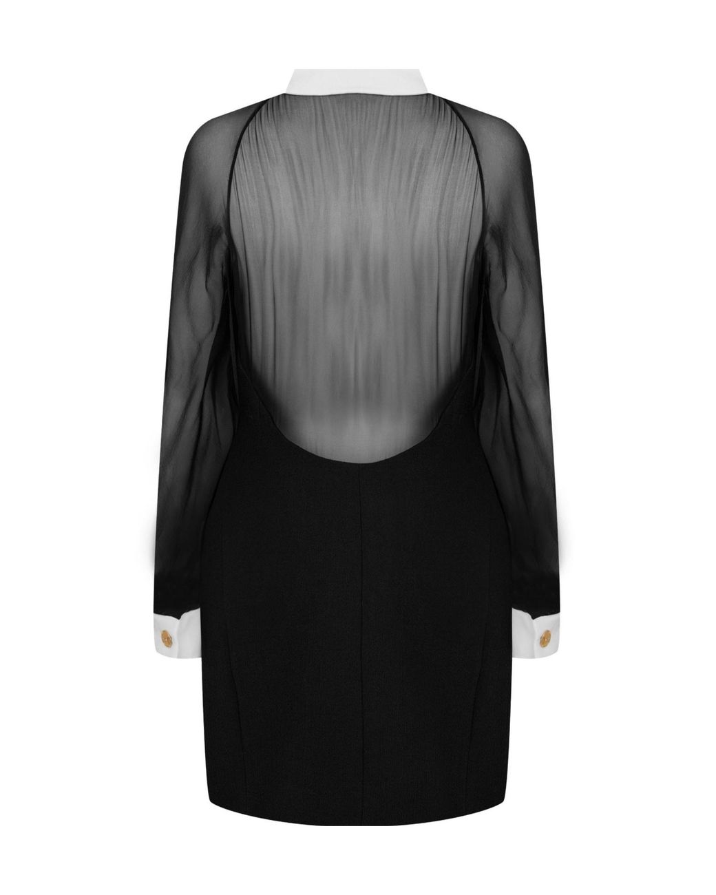 Versace Black Contrast-Collar Bustier Mini Dress