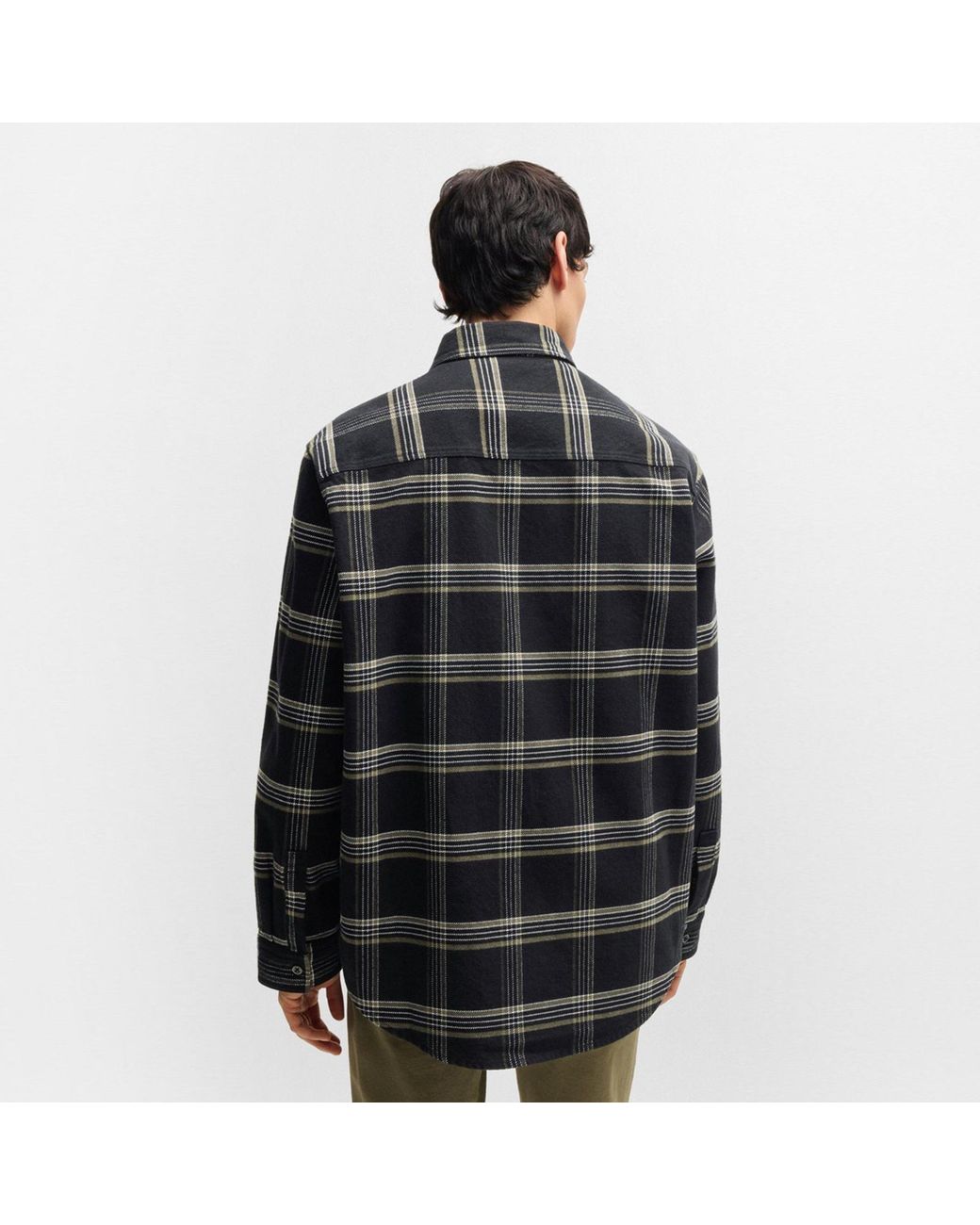 Boss Black Dark Tone Plaid Workwear Long-Sleeve Shirt for men
