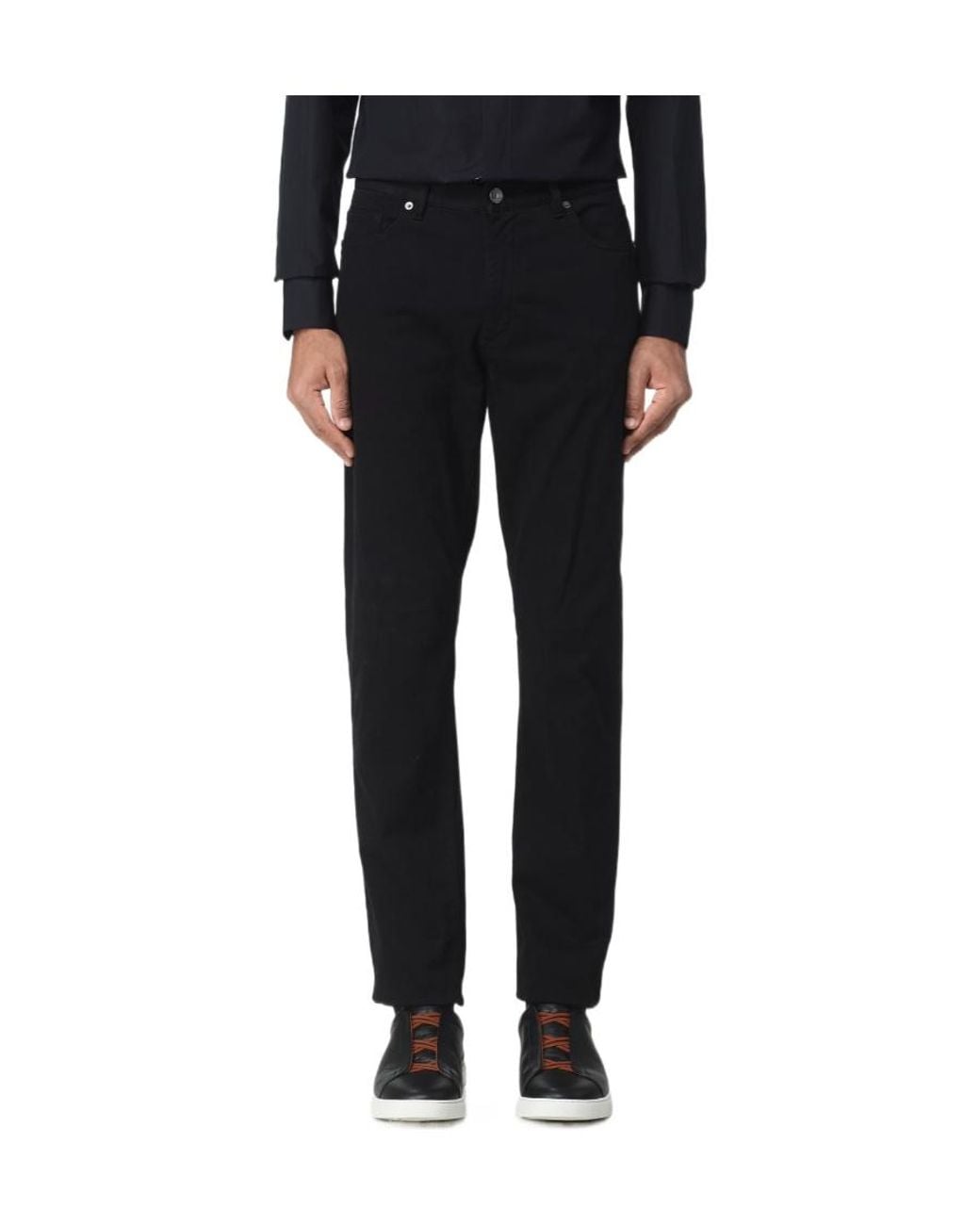Zegna Black Logo Patch Casual Pants for men