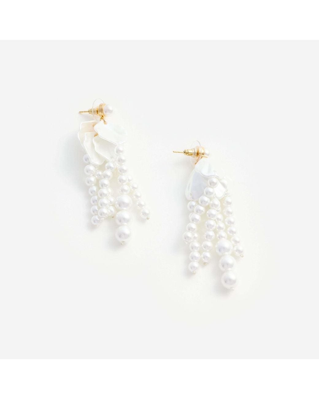 Self-Portrait White Pearl Petal Dangle Earrings