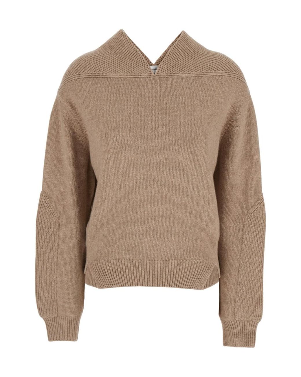 Victoria Beckham Brown Knit Sweater With V Neck On Front