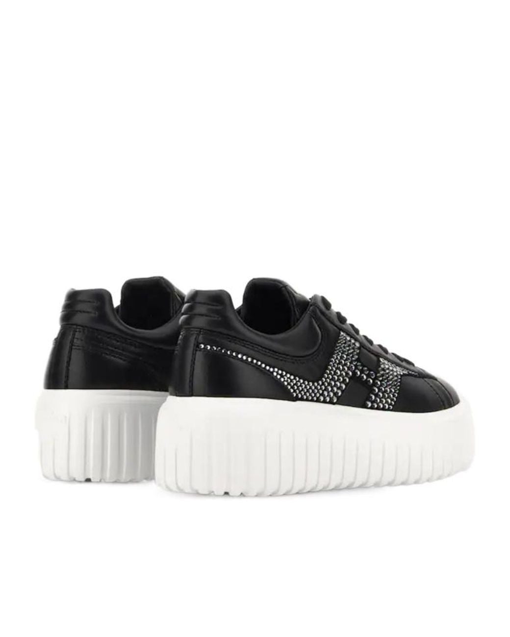 Hogan Black H-Stripes Embellished Lace-Up Sneakers