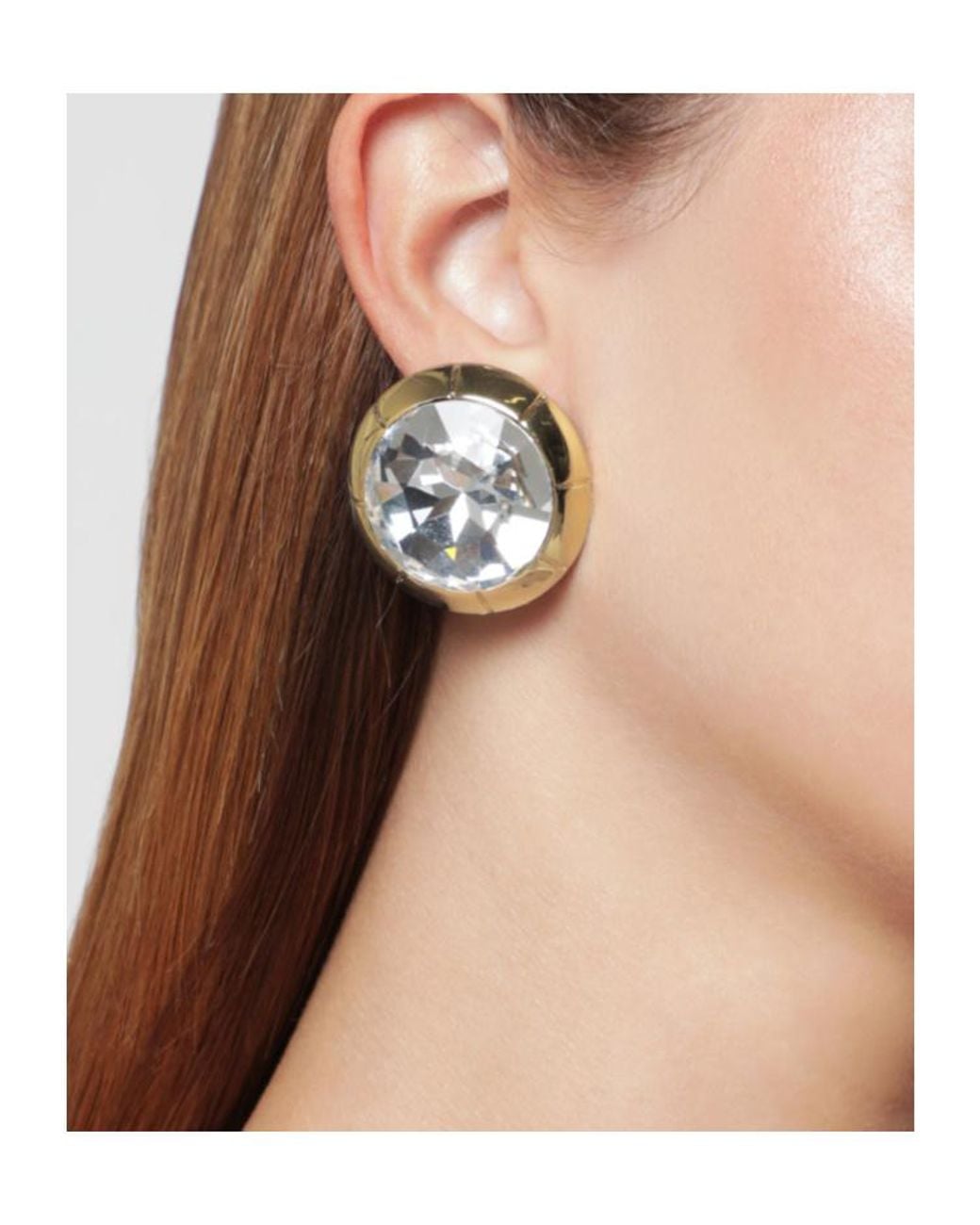 Alessandra Rich White Bijoux Crystal Stud Earrings