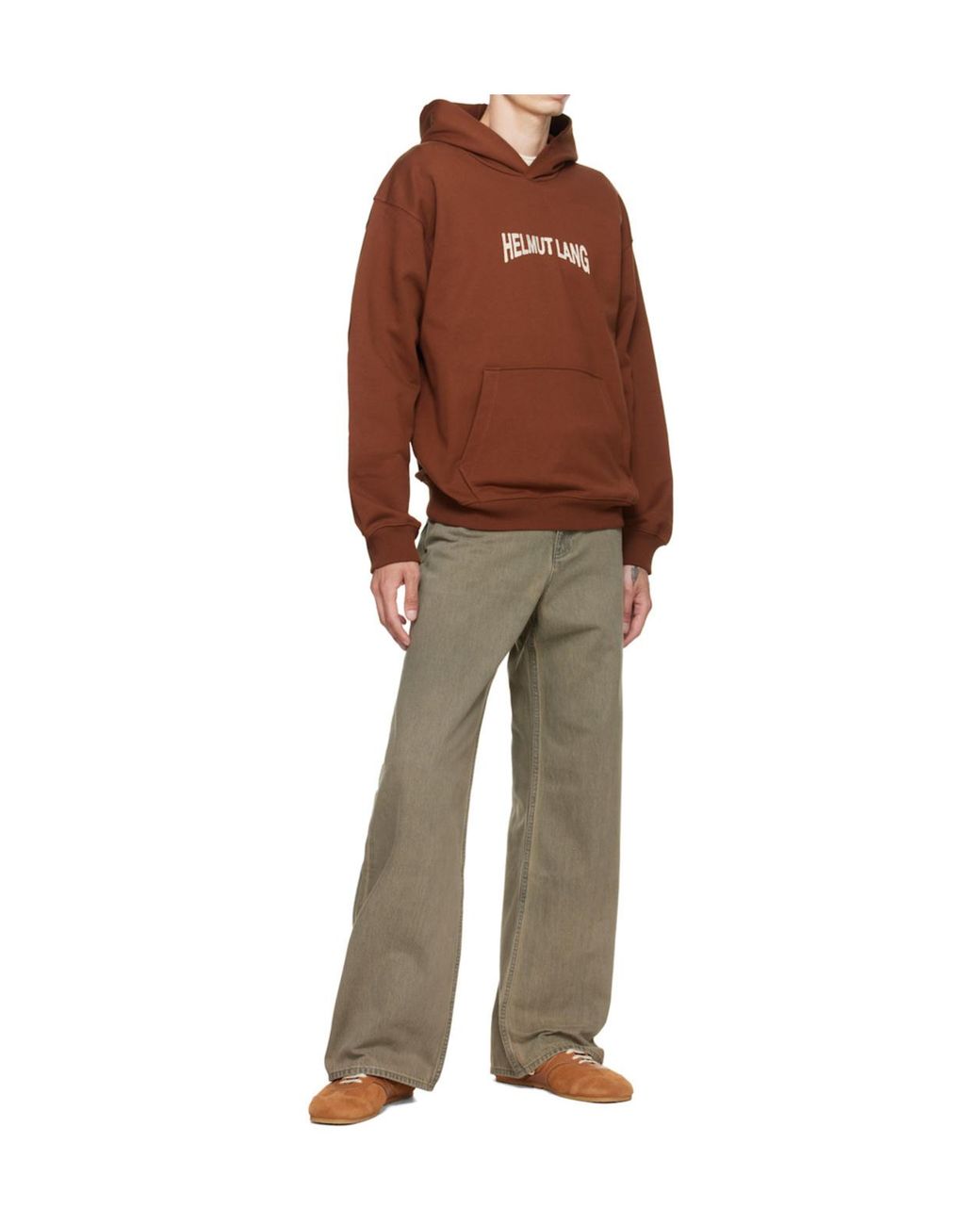 Helmut Lang Brown Long-Sleeved Hoodie for men
