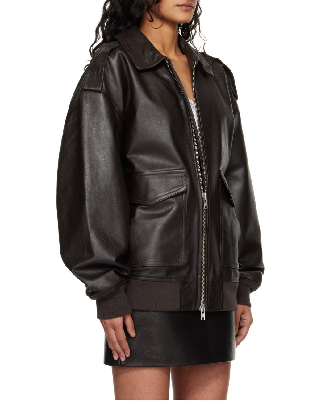 Frankie Shop Black Viper Leather Jacket
