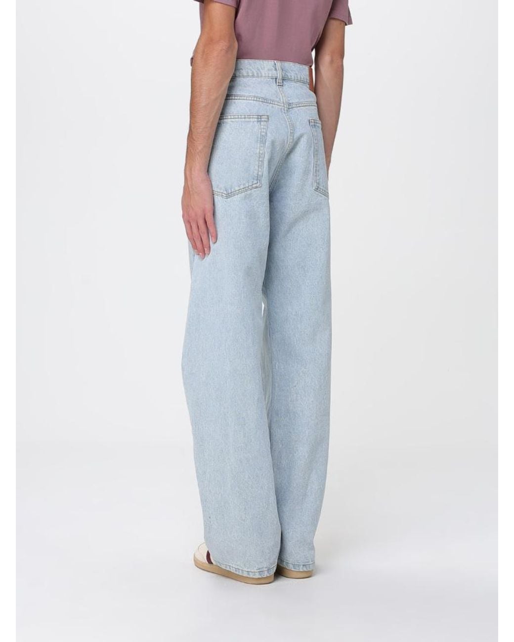 MSGM Blue Marbled Denim Trousers for men