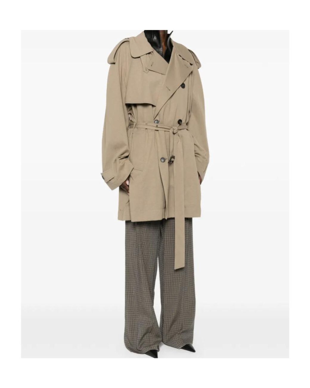 Balenciaga Natural Belted Double-Breasted Trench Coat
