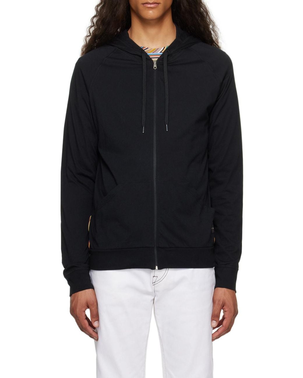 Paul Smith Black Jersey Zip Lounge Hoodie for men