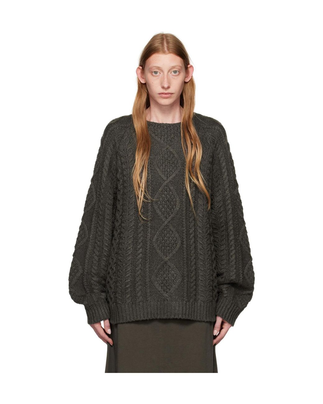 Fear Of God Black Cable-Knit Crew-Neck Jumper for men