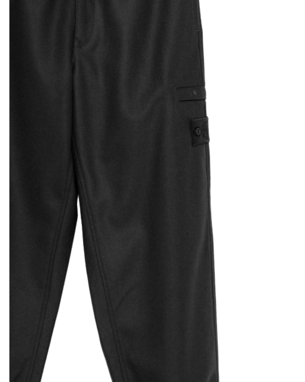 Stone Island Black Ghost Cuffed Trousers for men