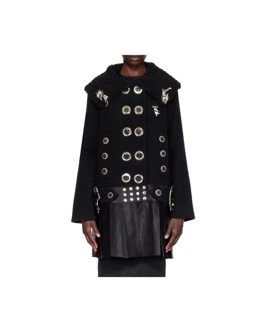 Chopova Lowena Black Fudge Buckle Coat