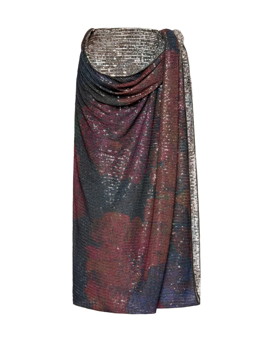 Maison Margiela Purple Draped Sequin Maxi Skirt