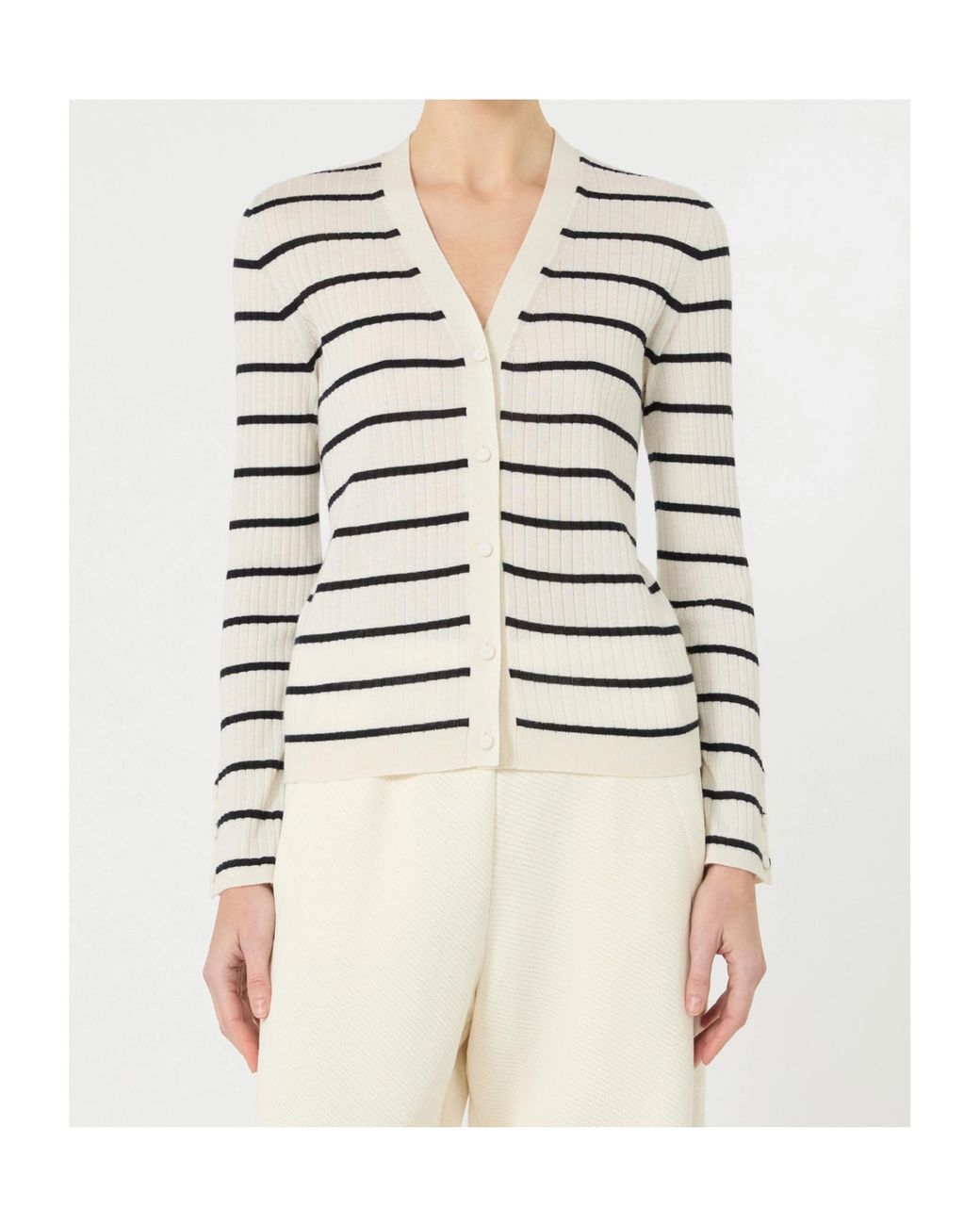 Max Mara Gray Pedale V-Neck Knitted Cardigan