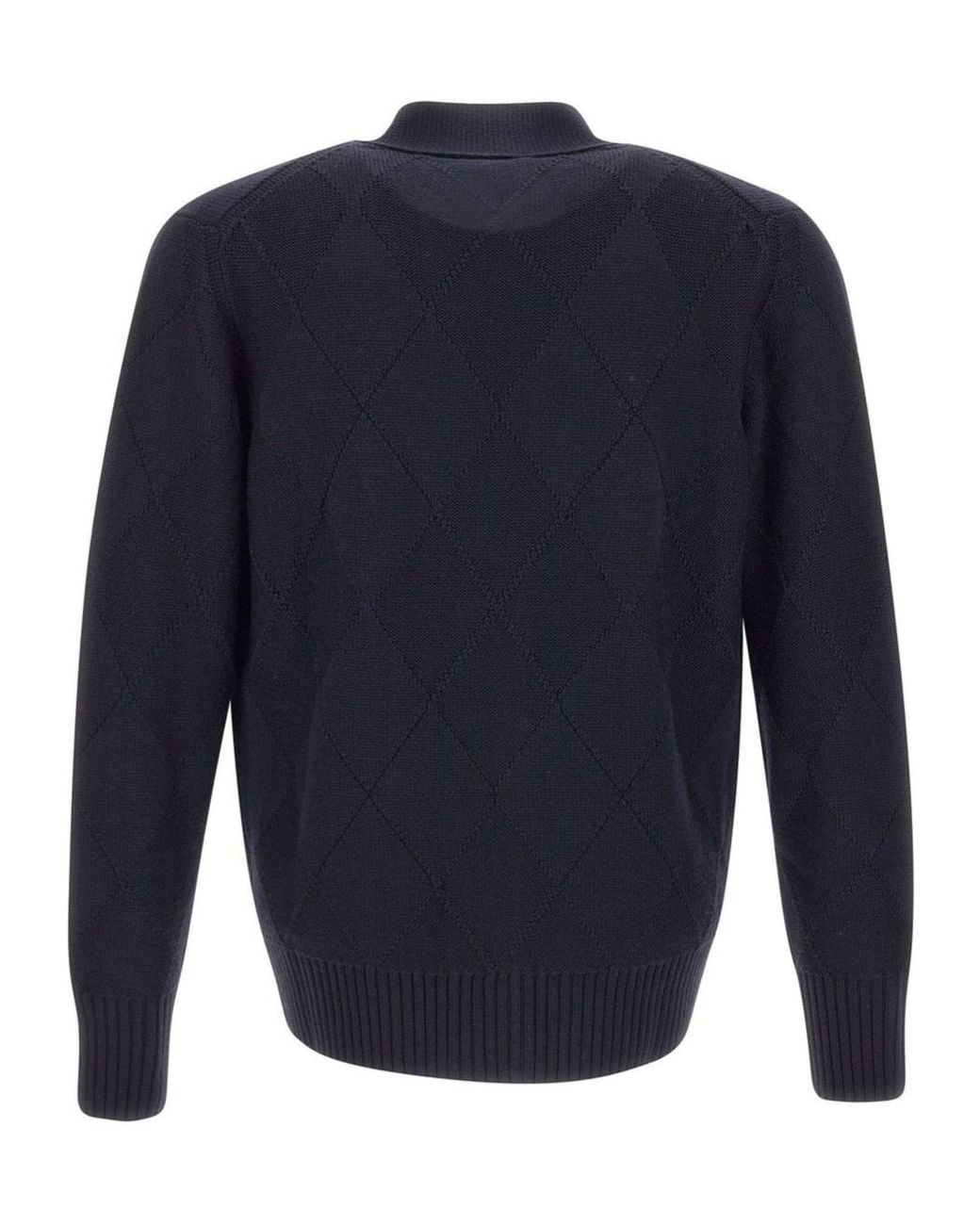 Kangra Cashmere Blue Kangra Diamond-Knit V-Neck Cardigan for men