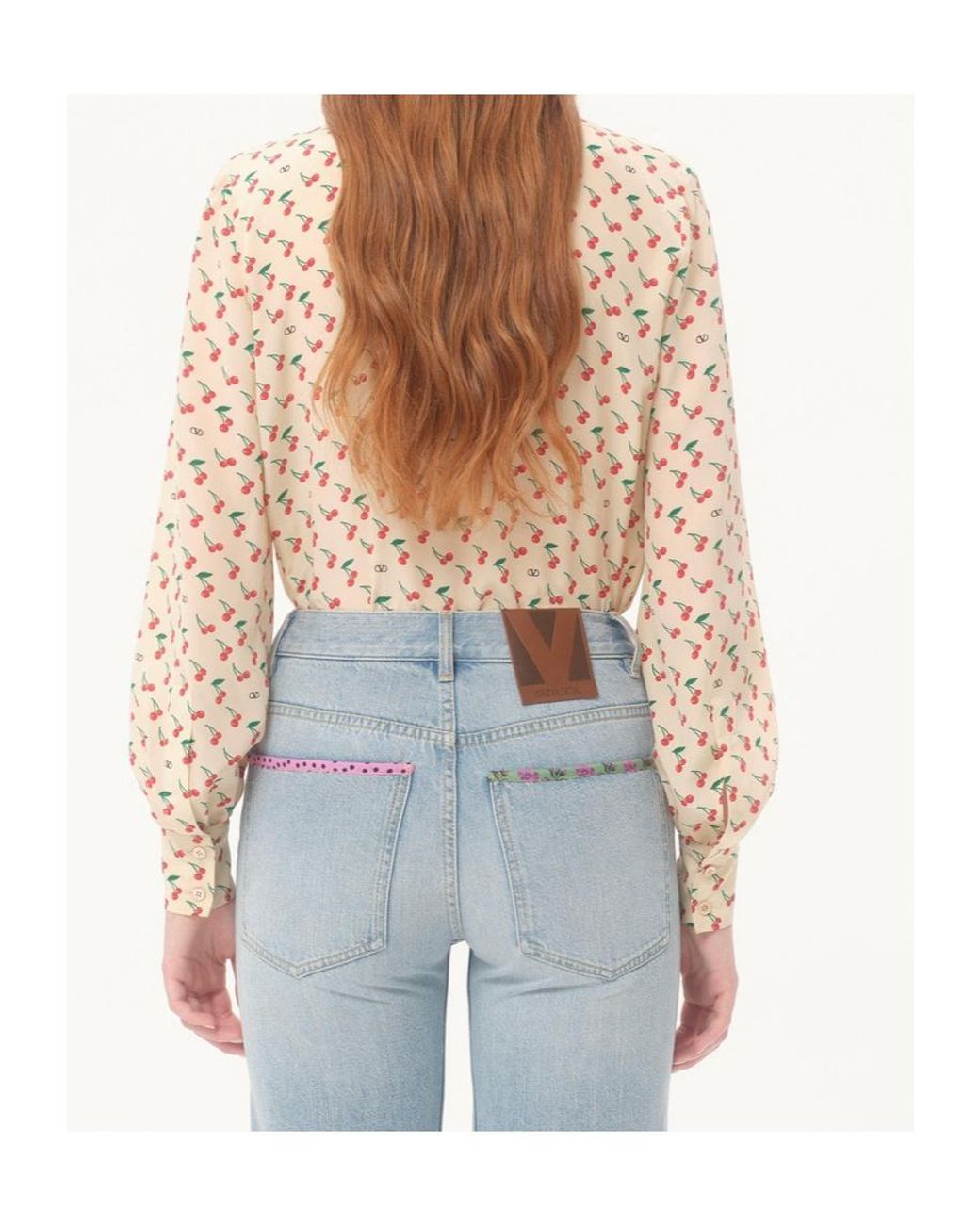 Valentino Natural Cherryfic Printed Long-Sleeved Shirt