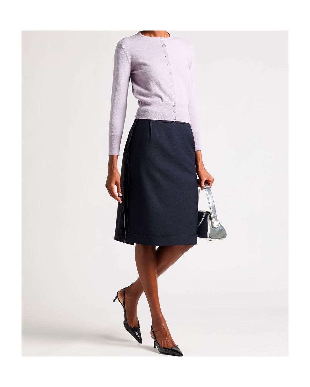 Maison Margiela Blue Elegant Solid-Color Midi Skirt