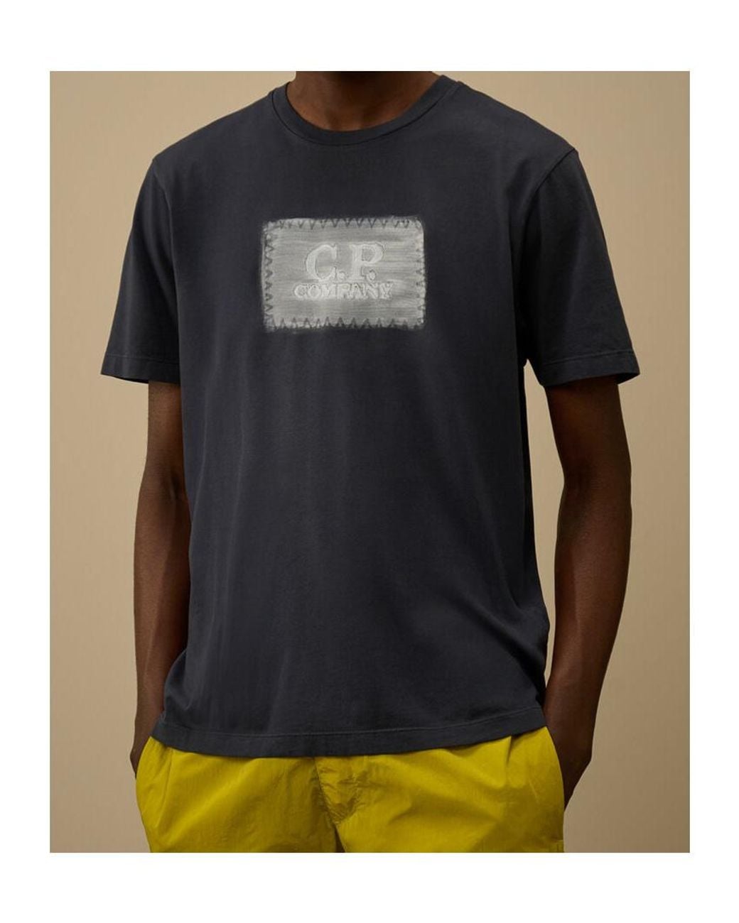 C P Company Black Logo Patch Short Sleeve T-Shirt for men